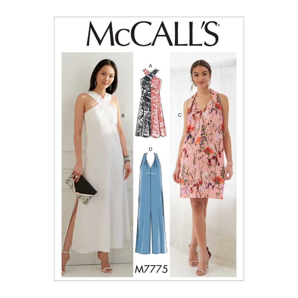 McCall's M7775 Dress Sewing Pattern Women Size 6-14 Halter Maxi Mini Slit Easy